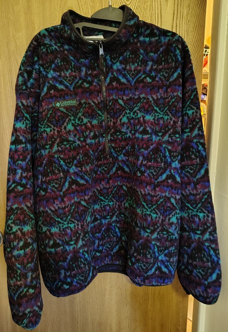 Vintage 90s Aztec Columbia Fleece Jacket Southwestern USA Pullover Size XL
